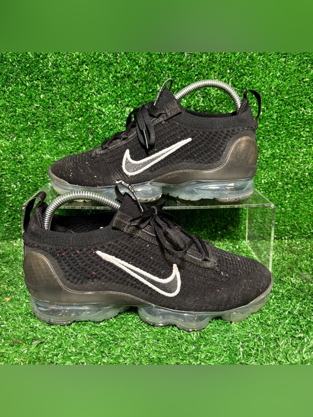 Nike Air Vapormax Flyknit Womens 8 Black Metallic Silver DC4112-002
